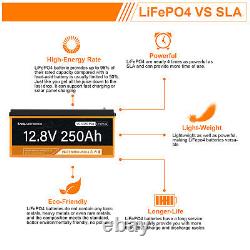 2PCS 12V 250Ah Lithium Battery 100A BMS LiFePO4 Bluetooth for Solar Marine RV