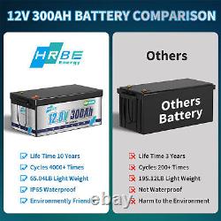 2PCS 12V 300Ah 3840Wh LiFePO4 Lithium Battery 10000 Cycles 200A BMS for RV Solar