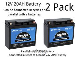 2 Pack 12V 20AH LiFePO4 Deep Cycle Lithium Iron Phosphate Battery for RV