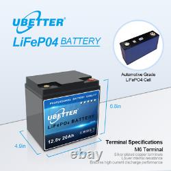 2 Pack 12V 20Ah LiFePO4 Lithium Iron Phosphate Deep Cycle Rechargeable Battery