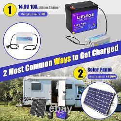 2 Pack 12V 50Ah LiFePO4 Lithium Battery/Charger for Deep Cycle RV Marine Solar