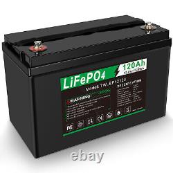 2 Packs 12V 120Ah LiFePO4 Lithium Iron Battery Cycles for Solar Boat RV Off-grid