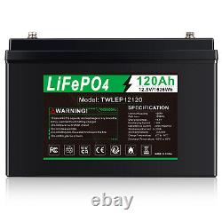 2 Packs 12V 120Ah LiFePO4 Lithium Iron Battery Cycles for Solar Boat RV Off-grid