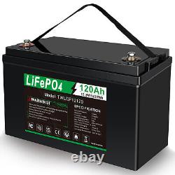 2 Packs 12V 120Ah LiFePO4 Lithium Iron Battery Cycles for Solar Boat RV Off-grid