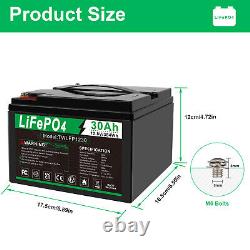 2x 12V 30Ah Lithium Iron Phosphate LiFePO4 Battery for RV Marine Off-Grid Solar
