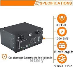 48V 100AH LifePO4 Battery, Lithium Iron Battery with 100A BMS Grade A Cell Rack