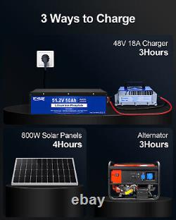 48V 50AH Golf Cart LiFePO4 Lithium Battery Deep Cycle LiFePO4 RV Solar Off Grid