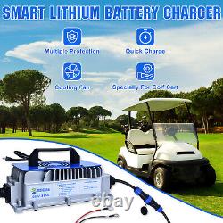 48V 50Ah LiFePO4 Lithium Battery Golf Cart with 18A Charger Smart Monitor Solar