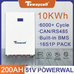 48V 51.2V 200Ah LiFePO4 Battery Pack 10KWh 6000 Cycle Iron Phosphate Buitl-in BM