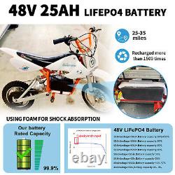 48V Ebike Battery 25AH Lithium Lifepo4 Battery for ebike Bicycle Charger 50A BMS