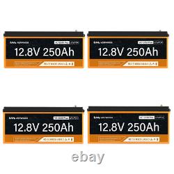 4PCS 12V 250Ah LiFePO4 Lithium Iron Battery 200A BMS For RV Boat Solar Home Van