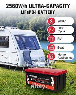 4Pack 12V 200Ah LiFePO4 Lithium Iron Phosph Battery for Home Backup, RV, Camping