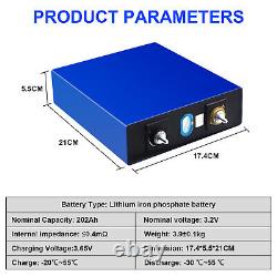 4pcs 3.2V 202Ah LiFePO4 (Lithium Iron Phosphate) Battery Pack 12V DIY Grade A