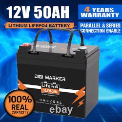 50Ah 12V Lithium iron Battery LiFePO4 Deep Cycle Rechargeable Solar RV Mini size