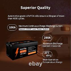 Ampere Time 24V 100Ah 4000+ Cycles Lithium Battery 2560Wh Grade A Cells LiFePO4