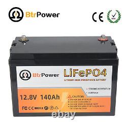 Btrpower Deep Cycle Solar 12V 140Ah lithium LiFePO4 Battery Pack for RV System
