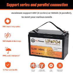 Btrpower Deep Cycle Solar 12V 140Ah lithium LiFePO4 Battery Pack for RV System