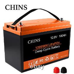 CHINS 12V 100AH LiFePO4 Deep Cycle Lithium Battery for Motorhome/RV & Camper