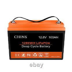 CHINS 12V 100AH LiFePO4 Deep Cycle Lithium Battery for Motorhome/RV & Camper