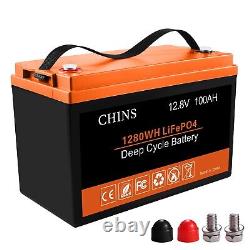 CHINS 12V 100Ah LiFePO4 Cycle Lithium Battery for RV Motorhomes(Slightly Used)