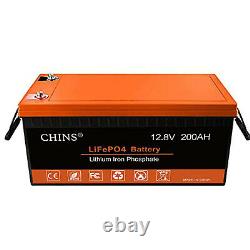 CHINS 12V 200AH LiFePO4 Deep Cycle Lithium Battery Built-In100A BMS for Off-Grid