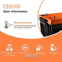 CHINS 12V 200AH LiFePO4 Deep Cycle Lithium Battery Built-In100A BMS for Off-Grid