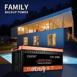 CHINS 12V 200Ah LiFePO4 Battery, Built-in 100A BMS, for RV, Golf Car etc(Used)
