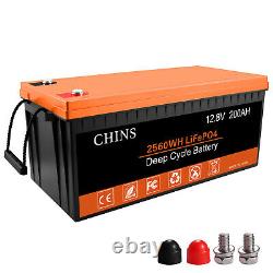 CHINS 12V 200Ah LiFePO4 Lithium Iron Phosphate Deep Cycle Battery BMS
