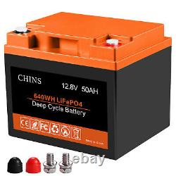 CHINS 12V 50Ah LiFePO4 Deep Cycle Lithium Battery for RV Motorhomes BMS