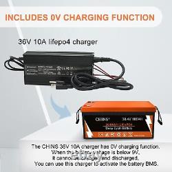 CHINS Bluetooth LiFePO4 Battery 36V 100AH (Includes 36V 10A Charger), for RV etc