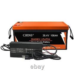CHINS Bluetooth LiFePO4 Battery 36V 100AH (Includes 36V 10A Charger), for RV etc