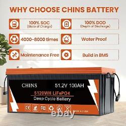 CHINS Bluetooth LiFePO4 Battery Smart 48V100AH Lithium Battery Built-in 100A BMS