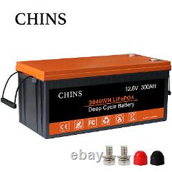 CHINS LiFePO4 Battery 12V 300Ah 3840WH Deep Cycle Lithium Battery for Off-Grid