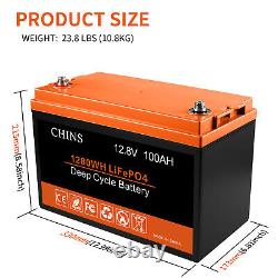 CHINS LiFePO4 Deep Cycle Lithium Battery 12V 100ah LiFePO4 Rechargeable Battery