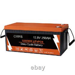 CHINS Smart 12V 250AH LiFePO4 Battery, Support Low Temperature Charging (-31°F)