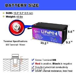Deep Cycle 12V 200Ah lithium LiFePO4 Rechargeable Battery for RV Solar System