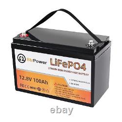 Deep Cycle LiFePO4 Btrpower 12V 100Ah Battery Pack Rechargeable for RV Solar