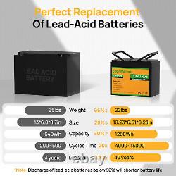 ECO-WORTHY 12V 100AH LiFePO4 Lithium Battery BMS 4000+ cycles For RV Solar Panel