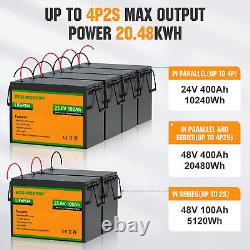 ECO-WORTHY 24V 100Ah LiFePO4 Battery BMS 4000 circulation Certified Refurbished