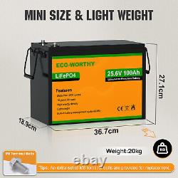 ECO-WORTHY 24V 100Ah LiFePO4 Battery BMS 4000 circulation Certified Refurbished