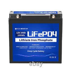 ECO-WORTHY 8AH 24AH 12V LiFePO4 Rechargeable Lithium Iron Phosphate Battery BMS