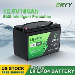 ERYY 12V 160Ah LiFePO4 Deep Cycle Lithium Battery for RV Solar Trolling Motor US