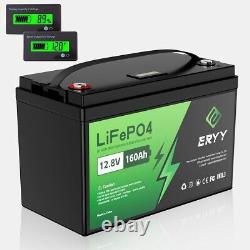 ERYY 12V 160Ah LiFePO4 Deep Cycle Lithium Battery for RV Solar Trolling Motor US