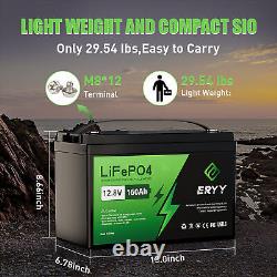 ERYY 12V 160Ah LiFePO4 Deep Cycle Lithium Battery for RV Solar Trolling Motor US