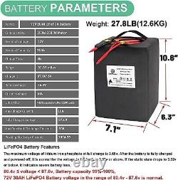 Ebike 72V 20Ah LiFepo4 Lithium Battery Pack for 3500W Electric Bike with 50A BMS