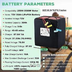 Ebike 72V 30Ah LiFepo4 Lithium Battery Pack for 2500W Electric Scooter 50A BMS