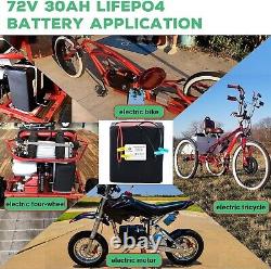 Ebike 72V 30Ah LiFepo4 Lithium Battery Pack for 2500W Electric Scooter 50A BMS