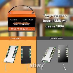 (HI/AK/PR)CHINS LiFePO4 Battery 12V 100Ah/ Smart Bluetooth LiFePO4 Battery