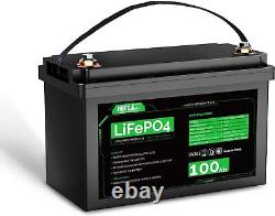 HQST 12 Volt 100Ah LiFePO4 Lithium Iron Phosphate Battery, Series and Parallel