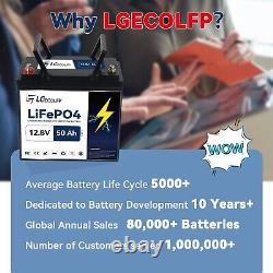 LGECOLFP 12V 50Ah LiFePO4 Lithium Iron Phosphate Battery for RV Marine Solar 50A